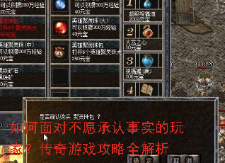 如何面对不愿承认事实的玩家?传奇游戏攻略全解析 如何面对不愿承认事实的玩家?传奇游戏攻略全解析